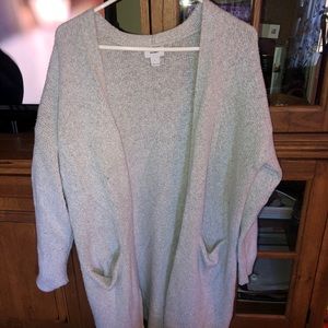 grey cardigan